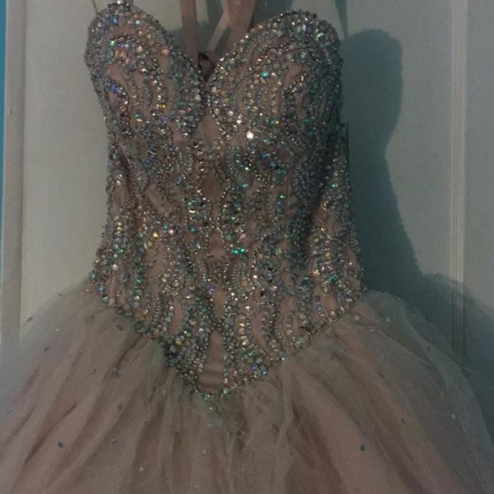 Sweet 16/wedding champagne/nude Mori Lee ball gown